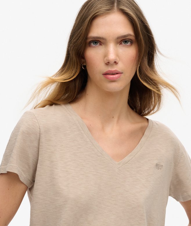 Superdry Camiseta Con Cuello De Pico Flameada Y Con Bordado