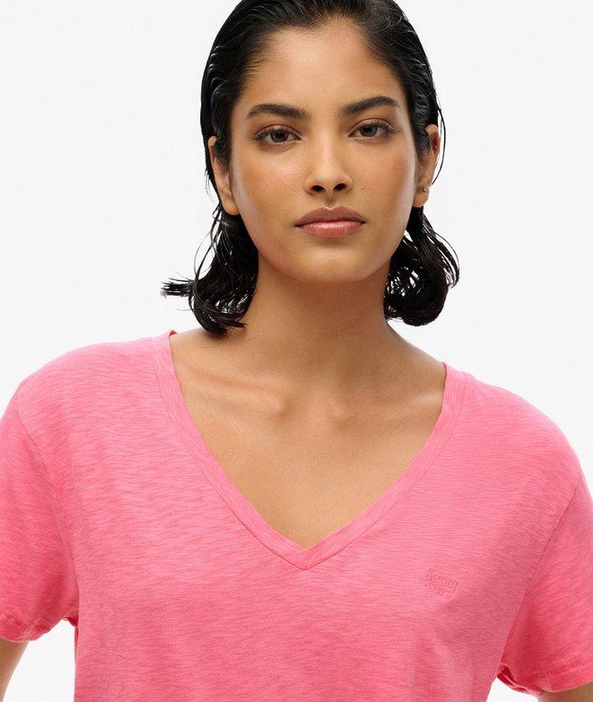 Superdry Camiseta Con Cuello De Pico Flameada Y Con Bordado