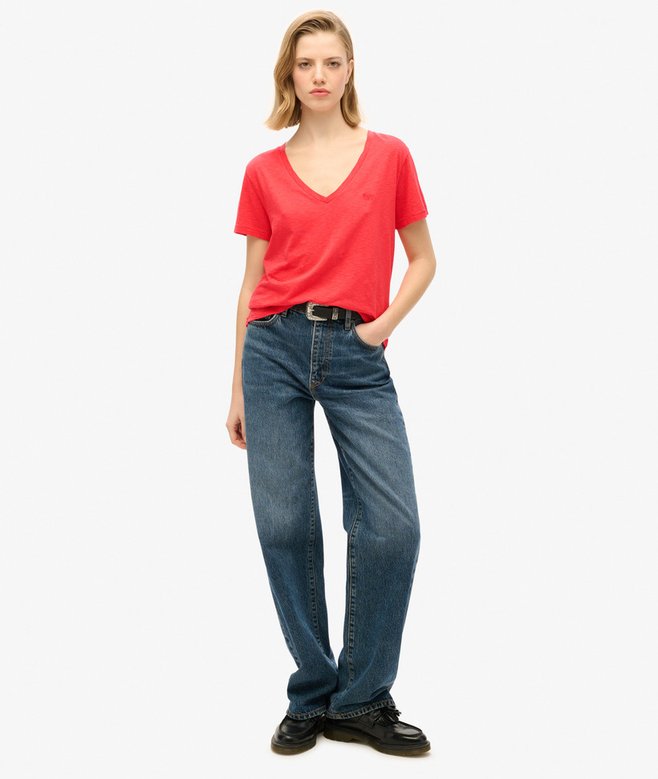 Superdry Camiseta Con Cuello De Pico Flameada Y Con Bordado