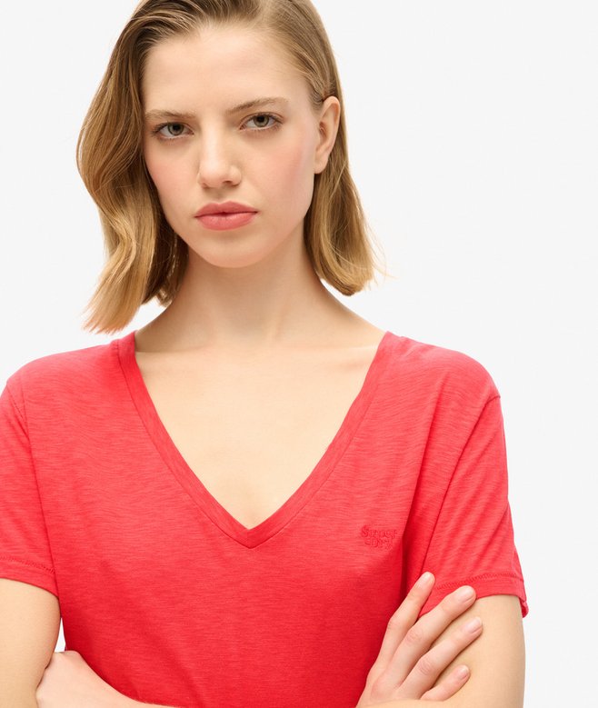 Superdry Camiseta Con Cuello De Pico Flameada Y Con Bordado