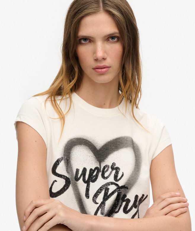 Superdry Camiseta Con Mangas Casquillo Con Adornos Punk