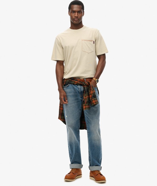 Superdry Camiseta Con Pespuntes Y Bolsillo En Contraste