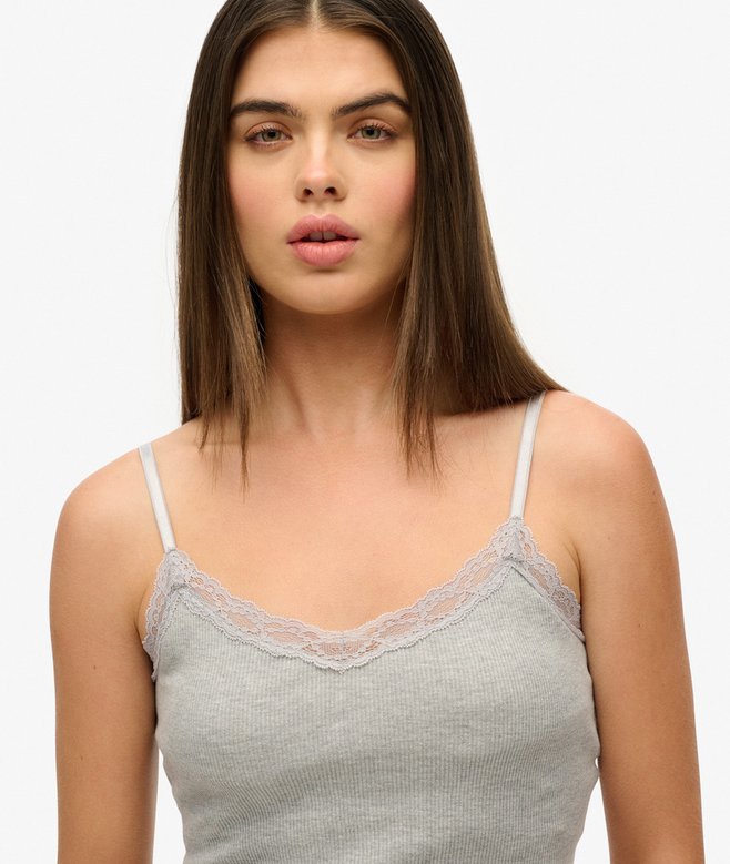 Superdry Camiseta Corta Con Ribete De Encaje Athletic Essentials