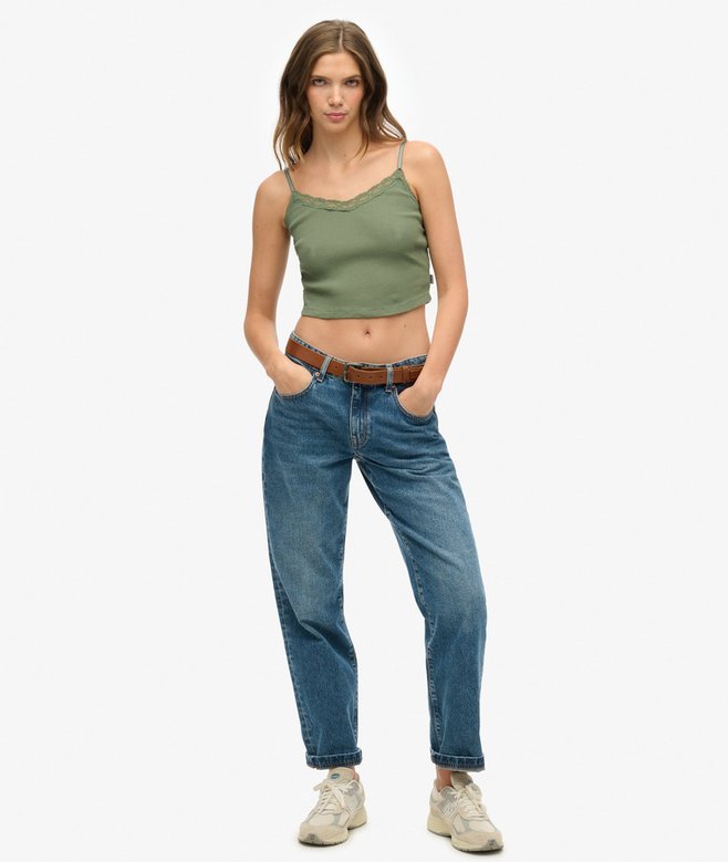 Superdry Camiseta Corta Con Ribete De Encaje Athletic Essentials