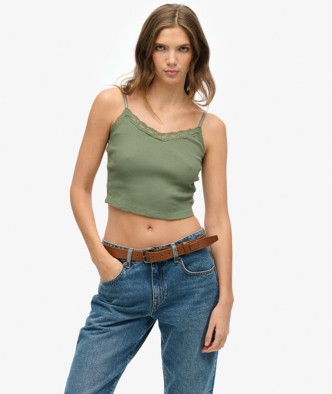 superdry Camiseta corta con ribete de encaje Athletic Essentials