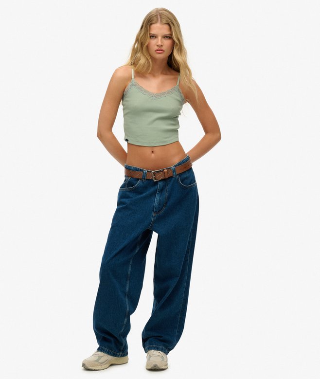 Superdry Camiseta Corta Con Ribete De Encaje Athletic Essentials