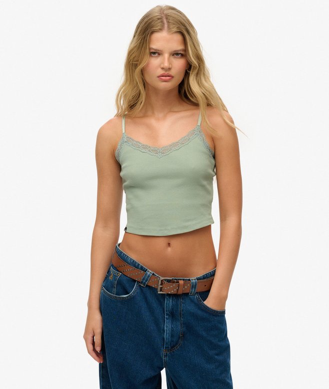 superdry Camiseta corta con ribete de encaje Athletic Essentials