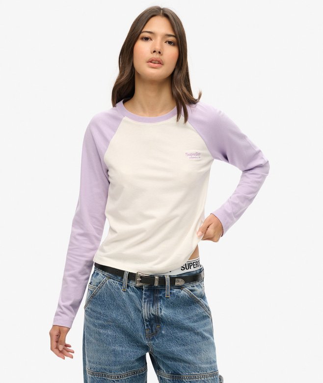 superdry Camiseta de béisbol de manga larga con logotipo Essential