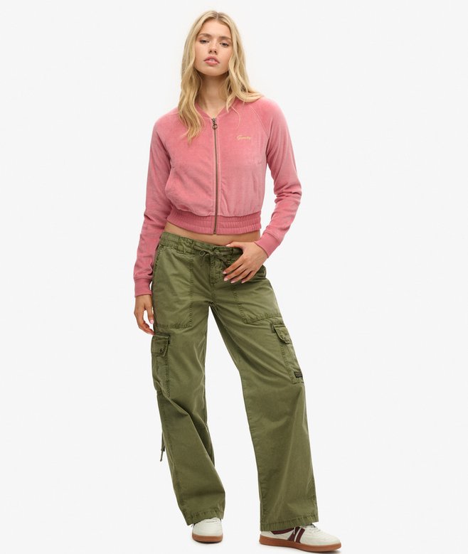 Superdry Camiseta De Béisbol De Terciopelo Con Cremallera Y Bordado