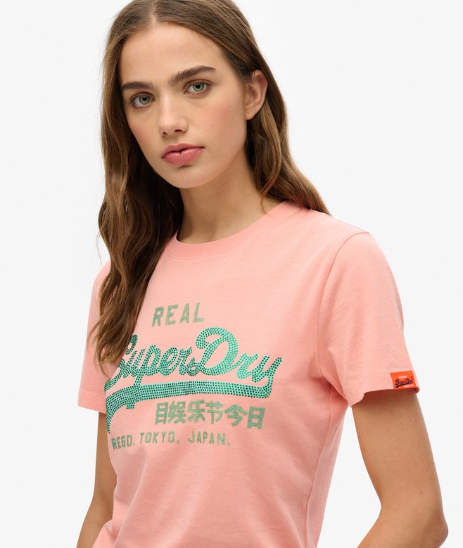 Superdry Camiseta De Corte Ajustado Con Logo Vintage Con Strass