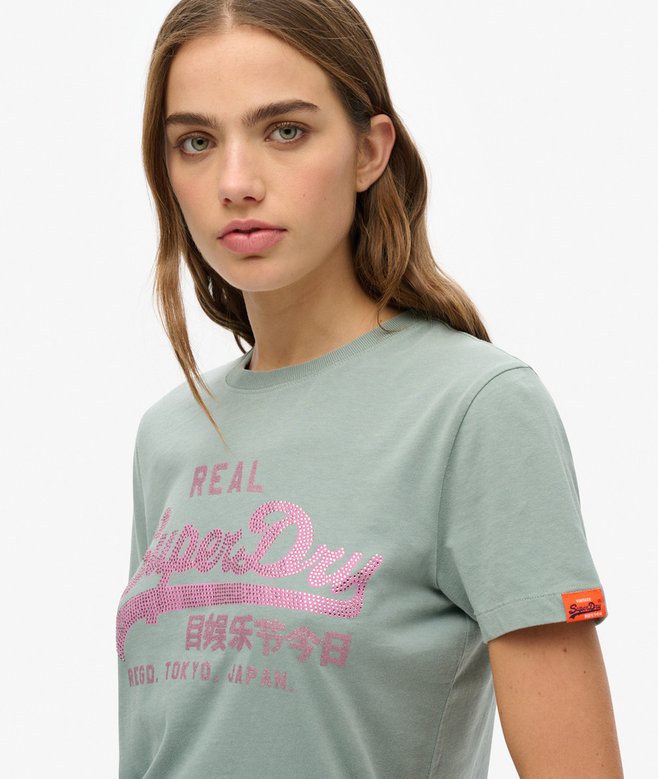 Superdry Camiseta De Corte Ajustado Con Logo Vintage Con Strass