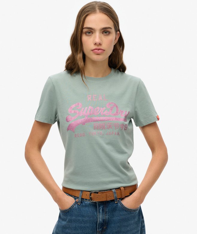superdry Camiseta de corte ajustado con logo Vintage con strass