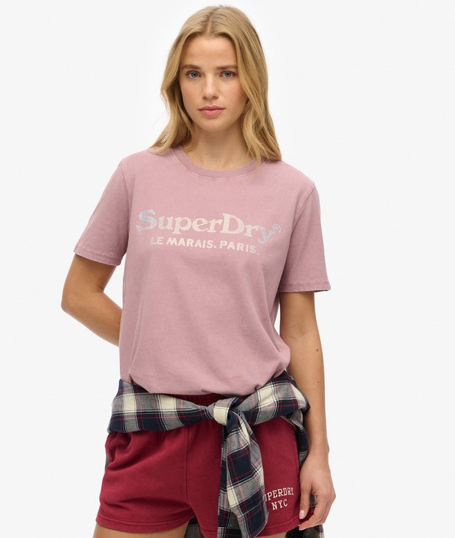 superdry Camiseta de corte relajado con acabado metalizado Venue