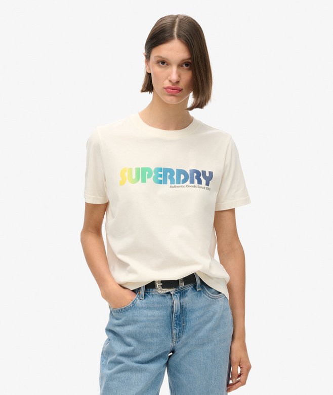 superdry Camiseta de corte relajado con logotipo arcoíris