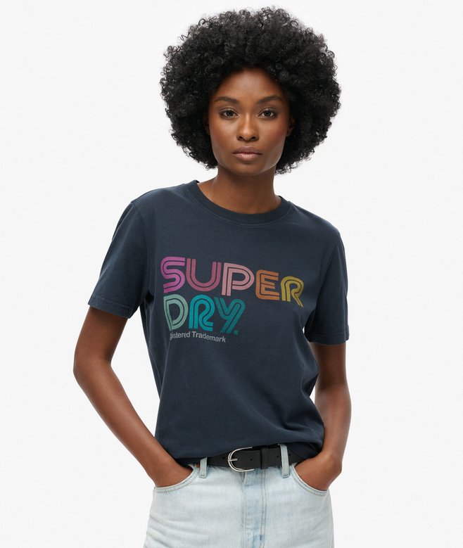 superdry Camiseta de corte relajado con logotipo arcoíris
