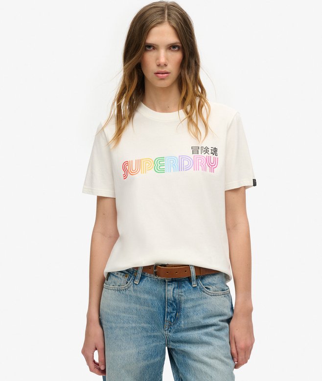 superdry Camiseta de corte relajado con logotipo arcoíris