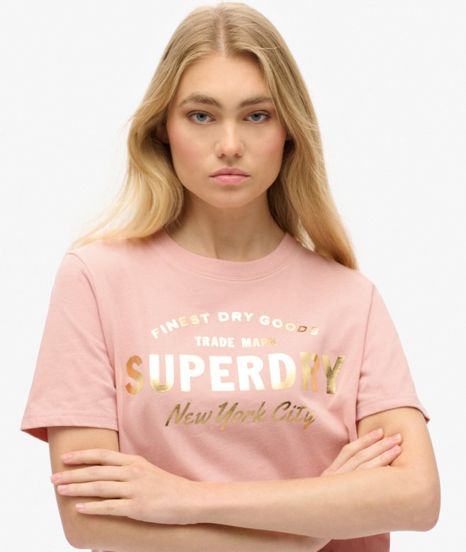 Superdry Camiseta De Corte Relajado Con Logotipo Metalizado Luxe