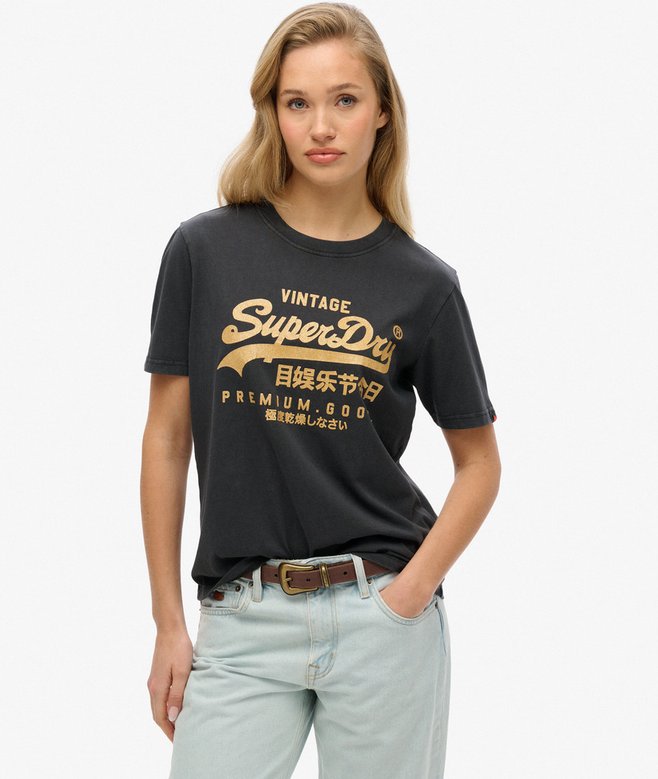 superdry Camiseta de corte relajado con logotipo metalizado Vintage