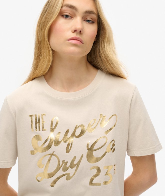 Superdry Camiseta De Corte Relajado Con Logotipo Metalizado Luxe