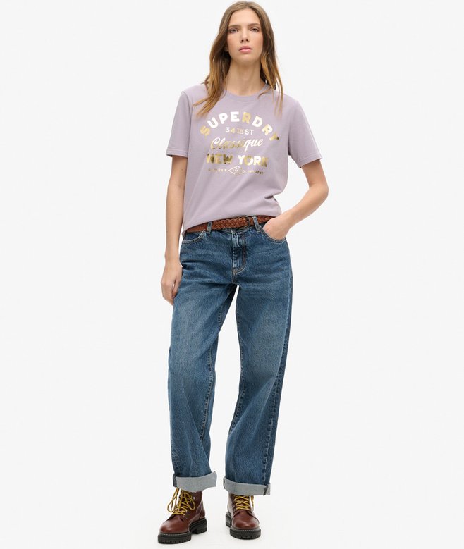 Superdry Camiseta De Corte Relajado Con Logotipo Metalizado Luxe