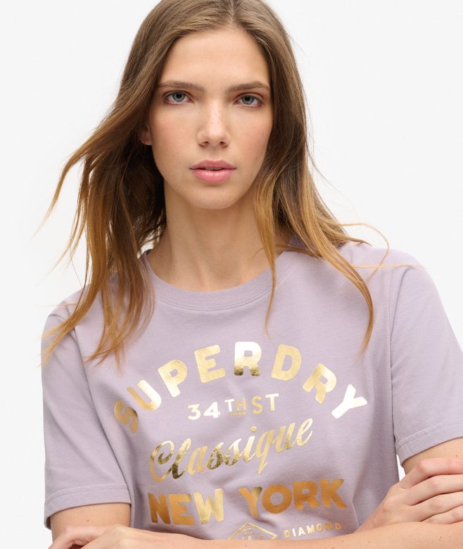 Superdry Camiseta De Corte Relajado Con Logotipo Metalizado Luxe