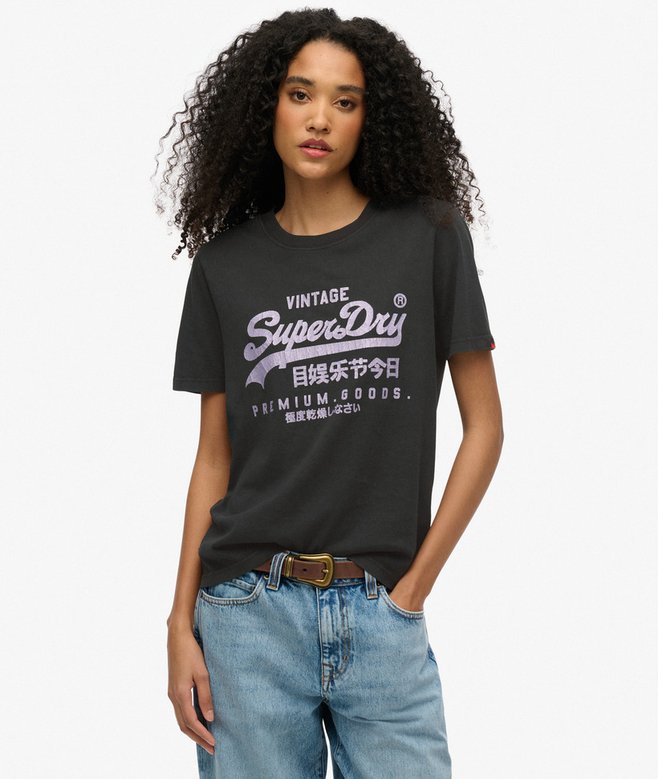 superdry Camiseta de corte relajado con logotipo metalizado Vintage