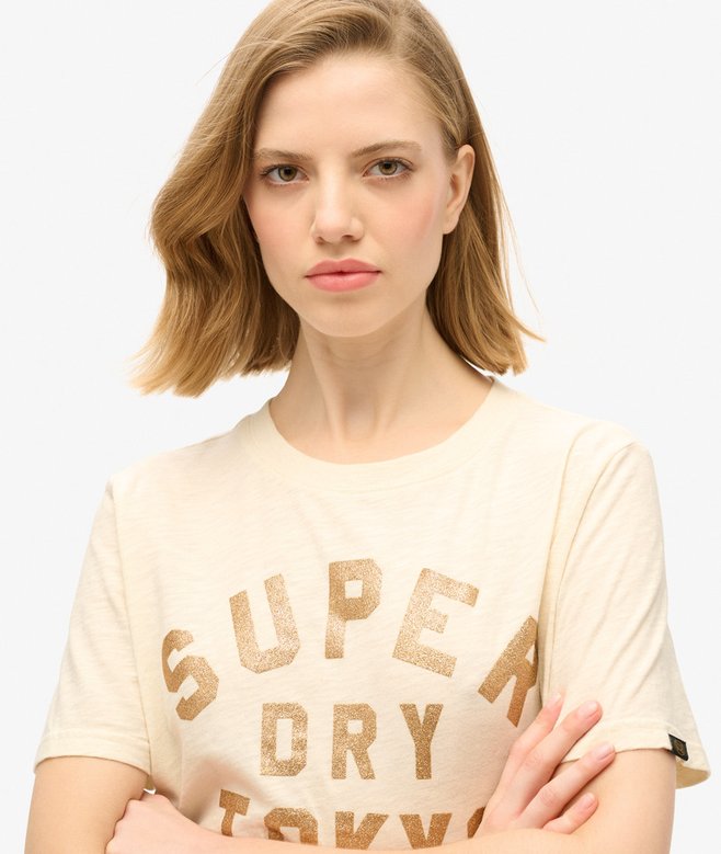 Superdry Camiseta De Corte Relajado Con Logotipo Y Purpurina