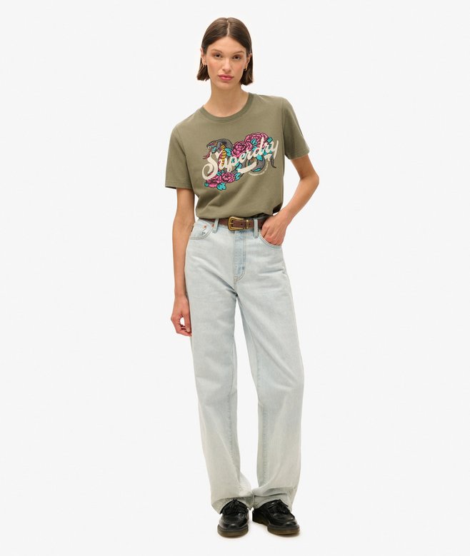 Superdry Camiseta De Corte Relajado Con Motivo De Tatuaje Script