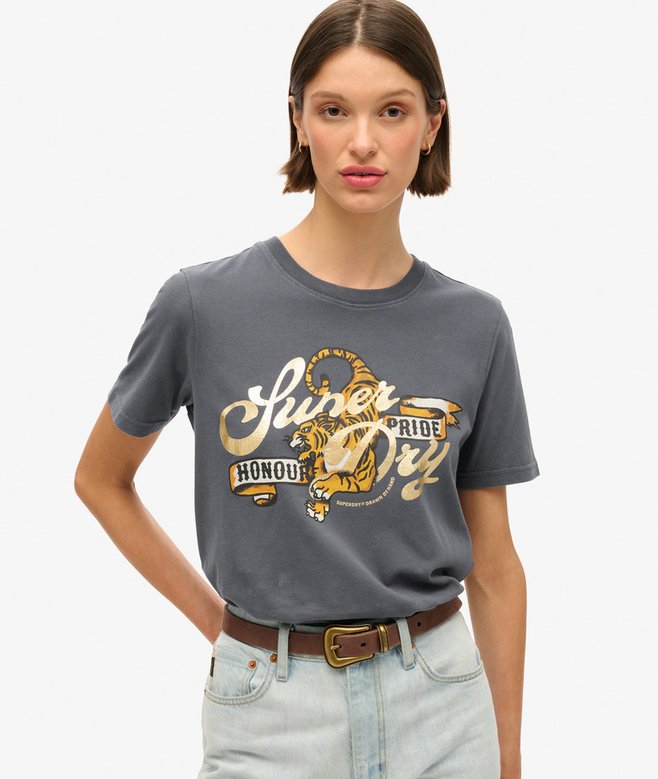 superdry Camiseta de corte relajado con motivo de tatuaje Script