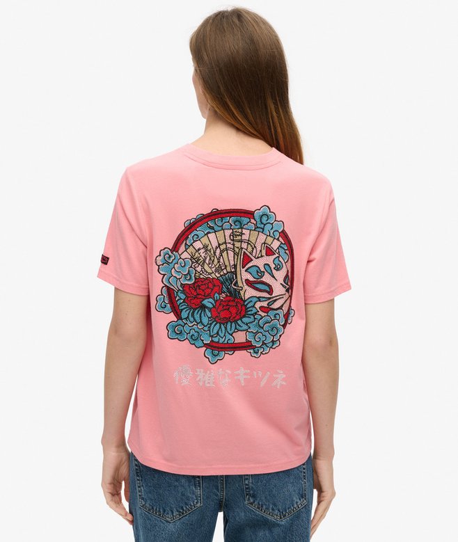 superdry Camiseta de corte relajado con strass Tokyo