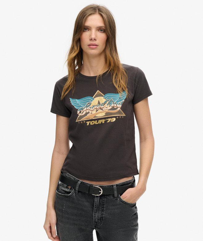 superdry Camiseta de manga casquillo con motivo de rock de los 70