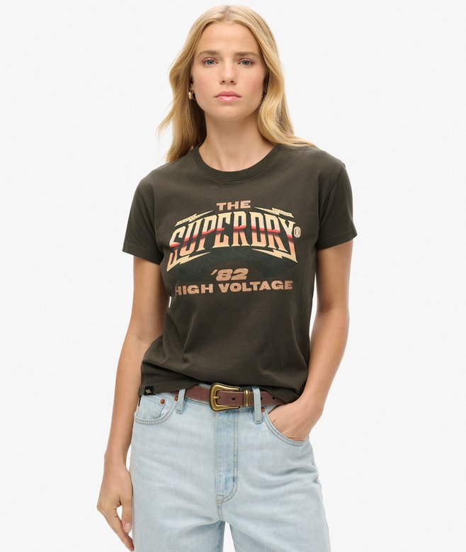 superdry Camiseta de manga casquillo con motivo de rock de los 70