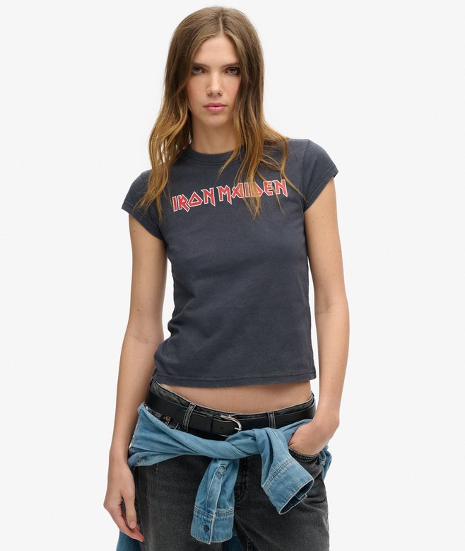 superdry Camiseta de manga casquillo de Iron Maiden x Superdry