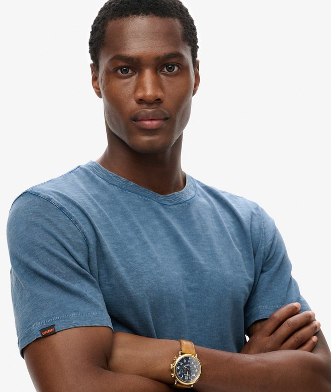 Superdry Camiseta De Manga Corta Flameada Con Cuello Redondo