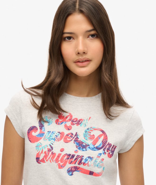 Superdry Camiseta De Manga De Casquillo Y Estampado Floral Scripted