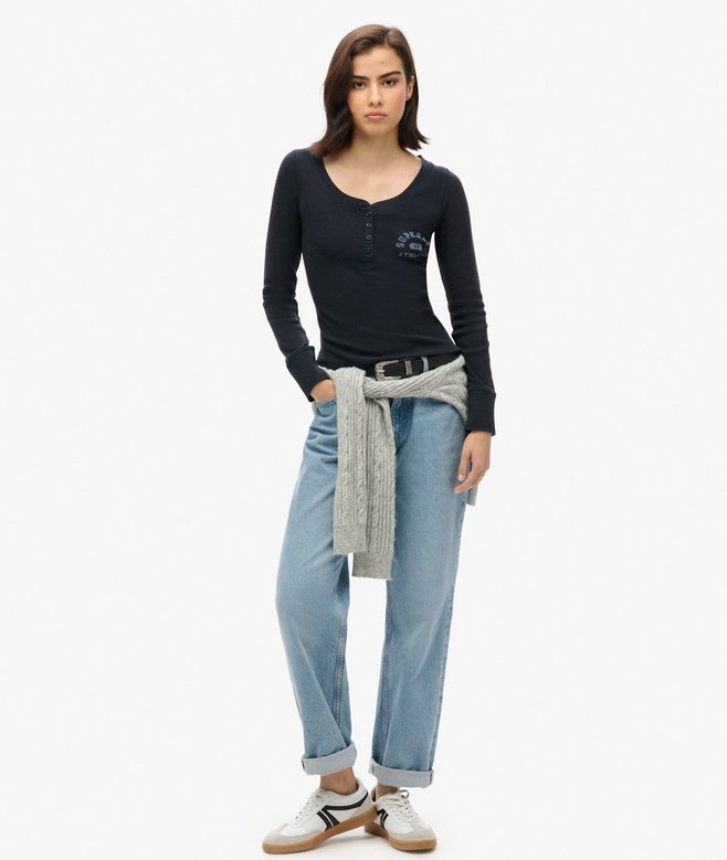 Superdry Camiseta De Manga Larga Con Cuello Abotonado Athletic