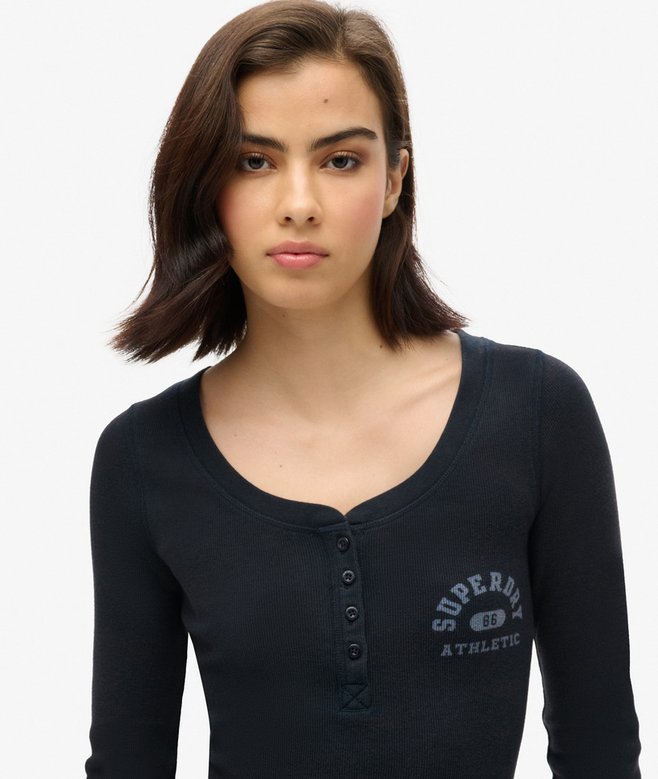 Superdry Camiseta De Manga Larga Con Cuello Abotonado Athletic