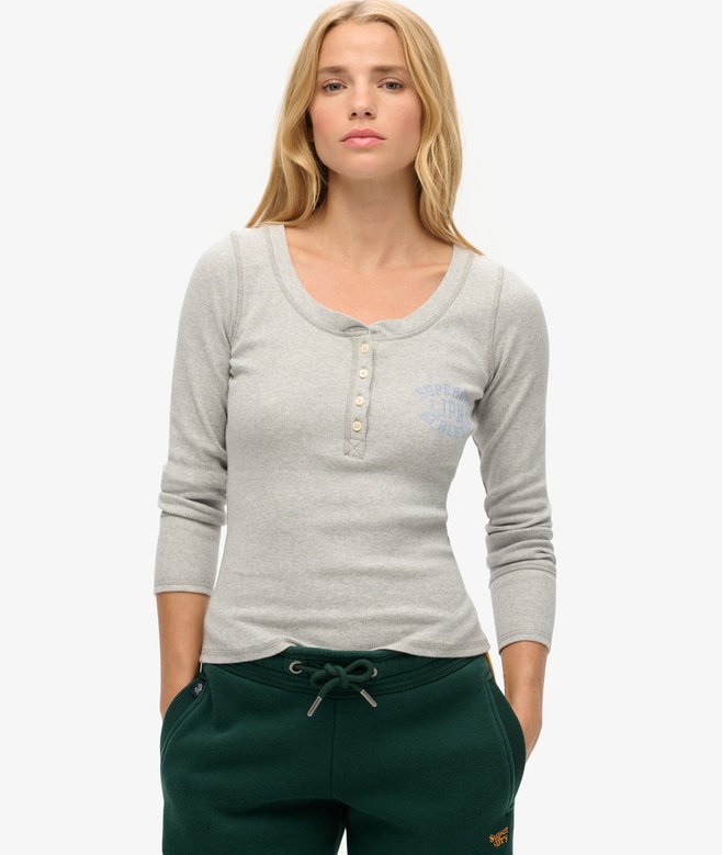 superdry Camiseta de manga larga con cuello abotonado Athletic