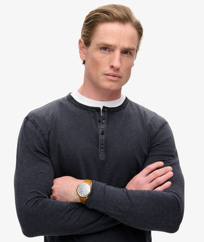 Superdry Camiseta De Punto Con Cuello Panadero De Manga Larga