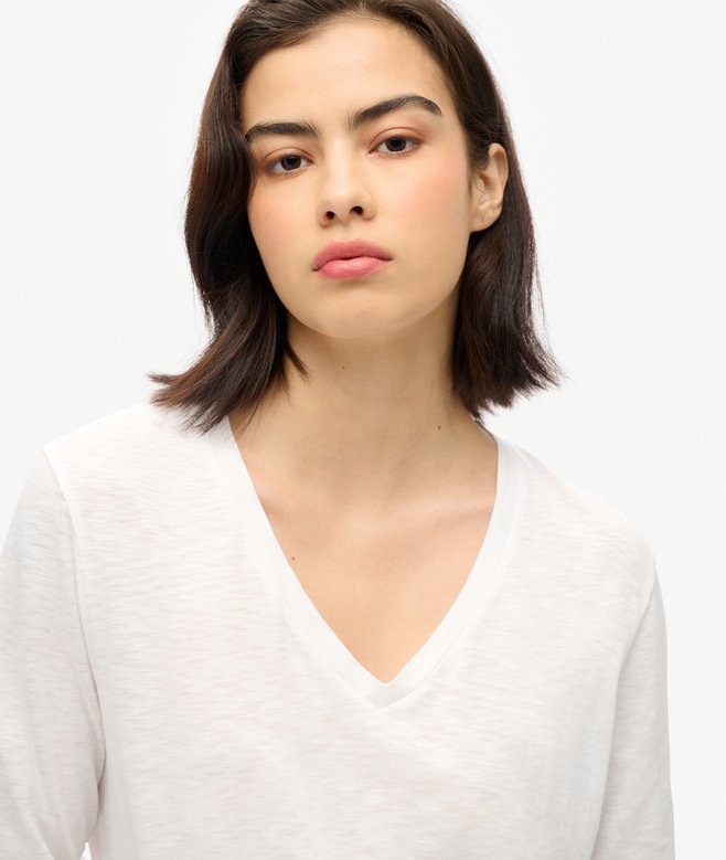 Superdry Camiseta De Punto De Manga Larga Con Cuello De Pico