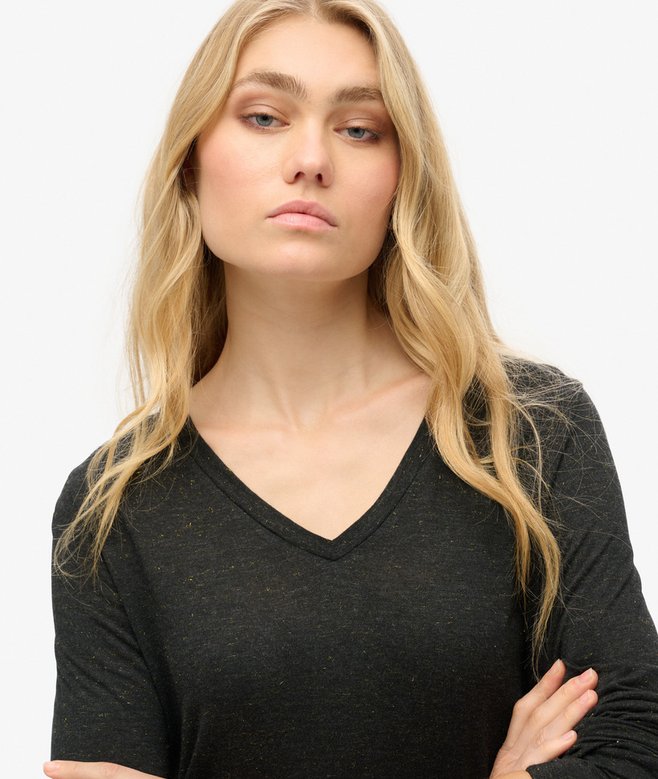 Superdry Camiseta De Punto De Manga Larga Con Cuello De Pico