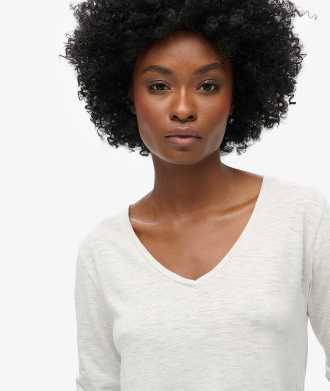 Superdry Camiseta De Punto De Manga Larga Con Cuello De Pico
