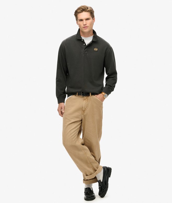 Superdry Camiseta De Rugby De Manga Larga Con Pespuntes En Contraste