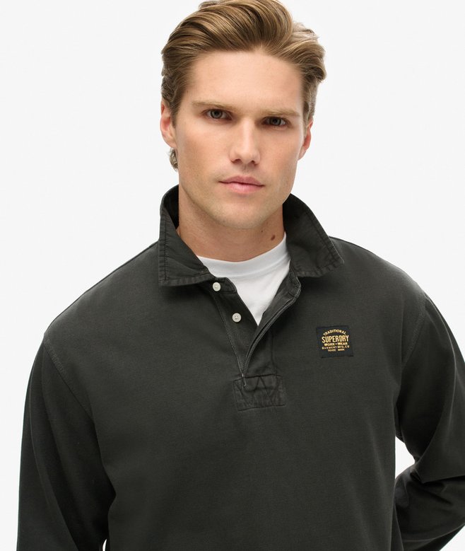 Superdry Camiseta De Rugby De Manga Larga Con Pespuntes En Contraste