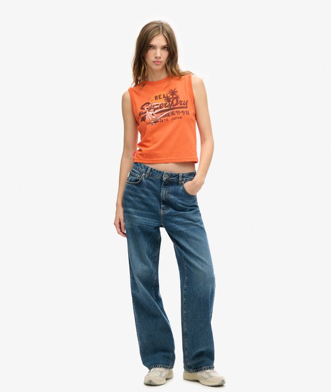 Superdry Camiseta De Tirantes Ajustada Con Gráfico Y Logotipo LA Vintage