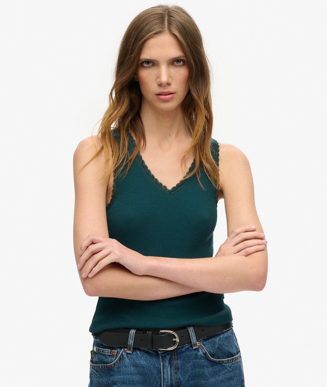 superdry Camiseta de tirantes con ribete de encaje Athletic Essentials
