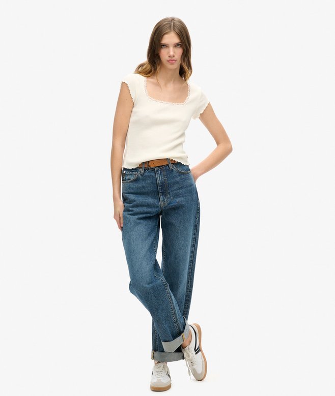 Superdry Camiseta De Tirantes Con Ribete De Encaje Athletic Essentials