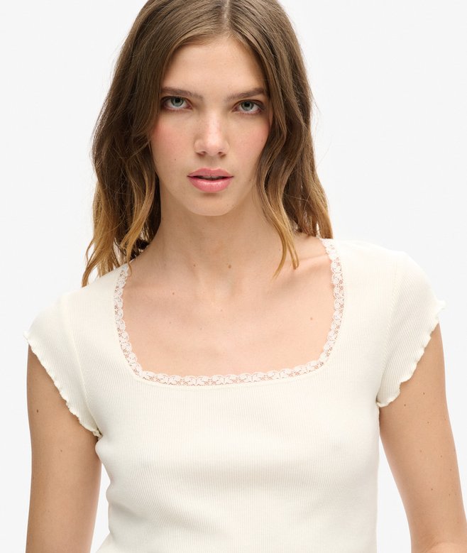 Superdry Camiseta De Tirantes Con Ribete De Encaje Athletic Essentials