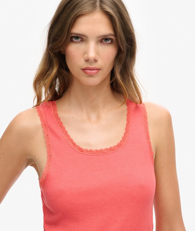 Superdry Camiseta De Tirantes Con Ribete De Encaje Vintage Athletic Essentials