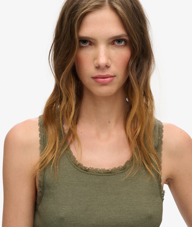 Superdry Camiseta De Tirantes Con Ribete De Encaje Vintage Athletic Essentials